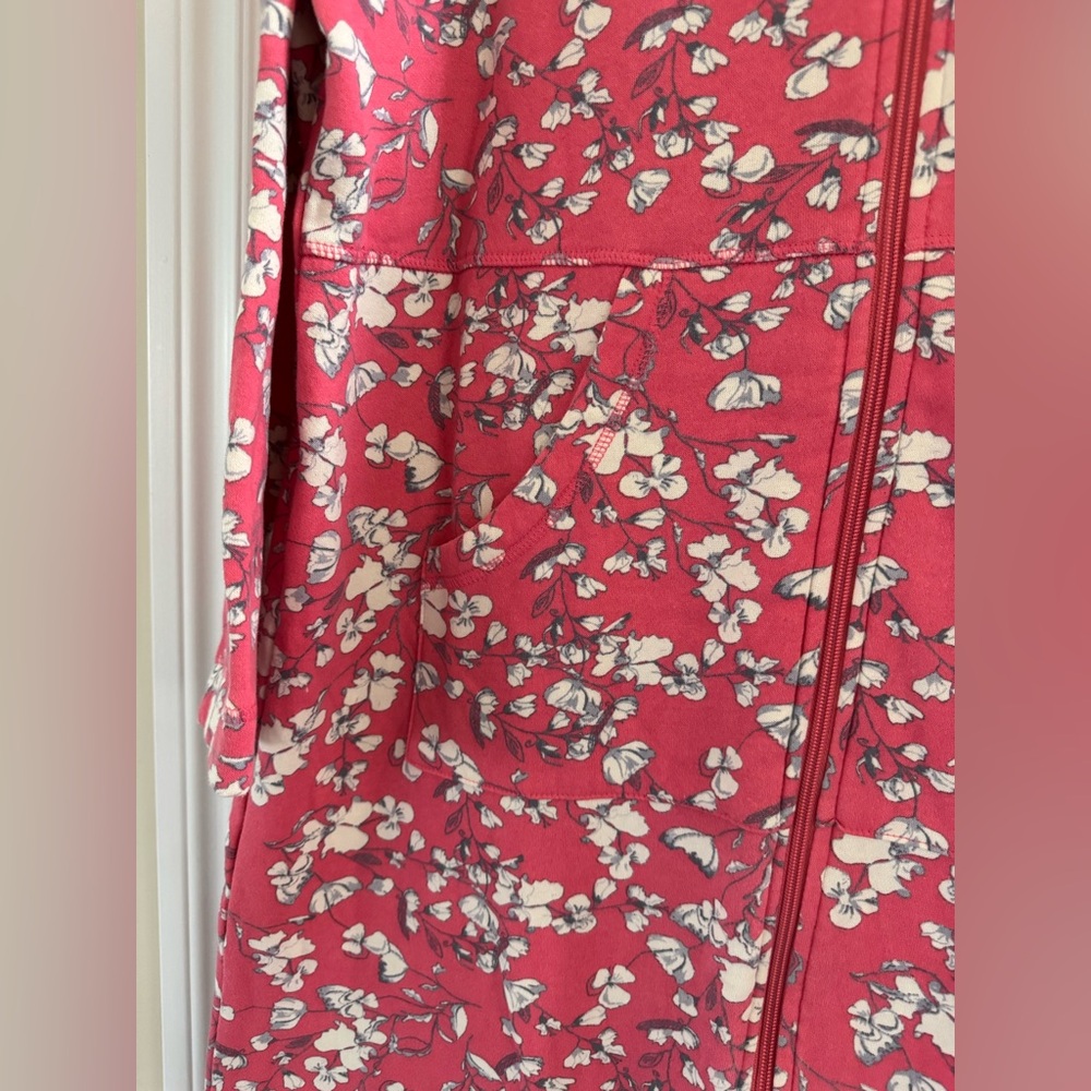 Vtg Long Full Zip Floral Candy Pink Robe M Lounger Housecoat Mumu Retro Granny - Picture 6 of 11